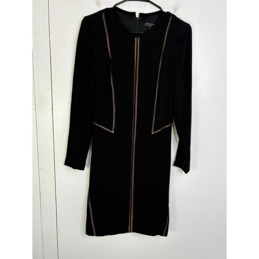 Rag And Bone Dress Womens 2 Raj Copper Stitching Cocktail Figure Hugging Stretch